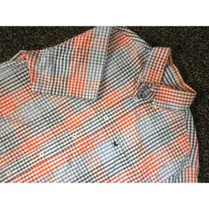 Southern Marsh Shirt Mens M Blue Red Seersucker Button Up Short Sleeve Duck